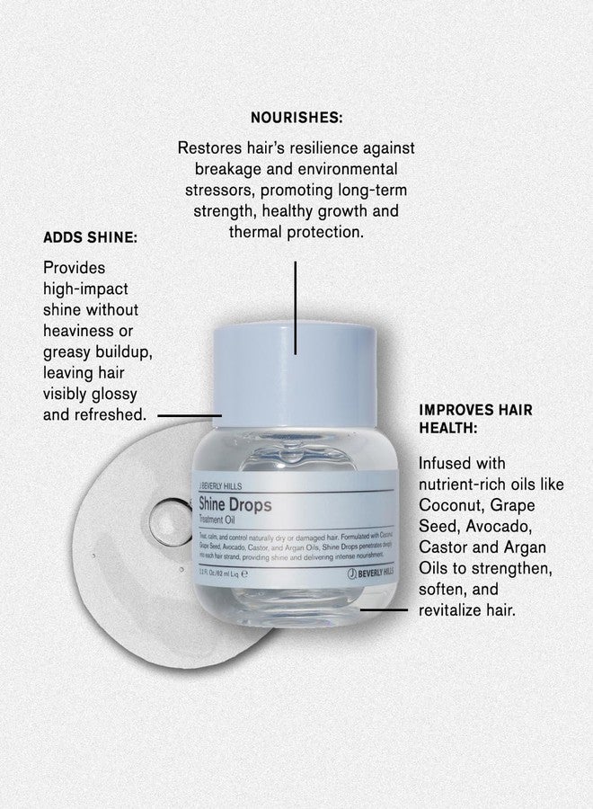 جي بيفرلي هيلز زيت معالجة الشعر J Beverly Hills Shine Drops مع زيوت نباتية لإضفاء اللمعان والتغذية وإصلاح الشعر الجاف، 2.2 أونصة - Image 4